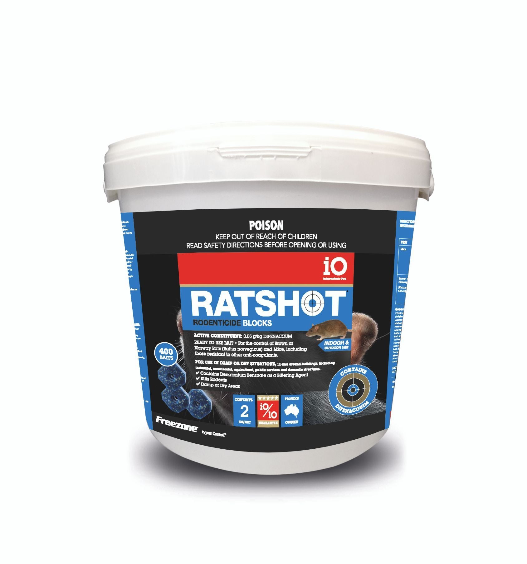iO Ratshot Blocks 2kg BLUE Difenacoum