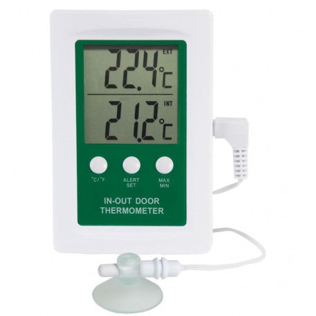 Digital indoor - outdoor thermometer with alarm